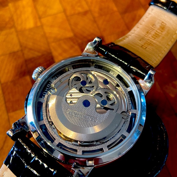 STUHRLING Original Stainless Steel Automatic, Skeleton Dual Time, AM/PM Sun Moon - Picture 2 of 3